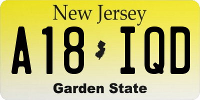 NJ license plate A18IQD