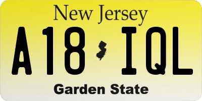 NJ license plate A18IQL
