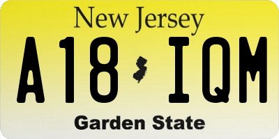NJ license plate A18IQM