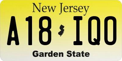 NJ license plate A18IQO