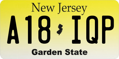 NJ license plate A18IQP