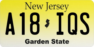 NJ license plate A18IQS