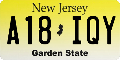 NJ license plate A18IQY