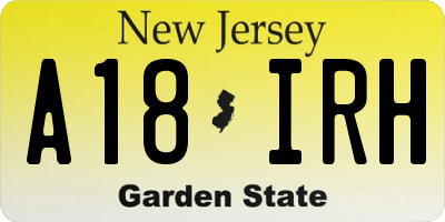 NJ license plate A18IRH