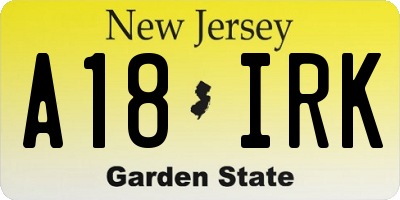 NJ license plate A18IRK