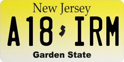 NJ license plate A18IRM
