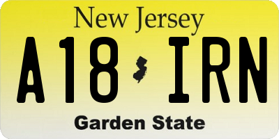 NJ license plate A18IRN