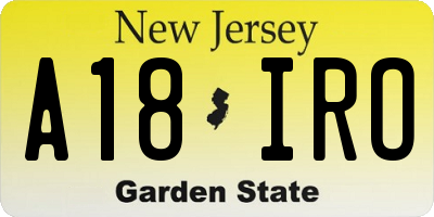 NJ license plate A18IRO