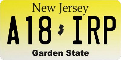NJ license plate A18IRP