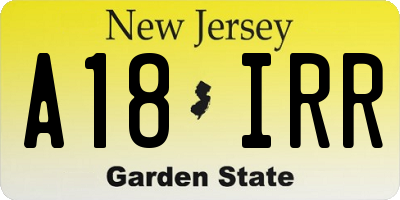 NJ license plate A18IRR