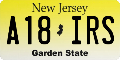 NJ license plate A18IRS