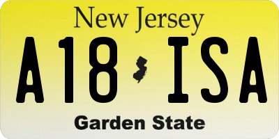 NJ license plate A18ISA
