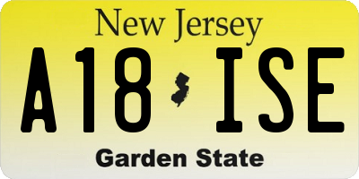 NJ license plate A18ISE