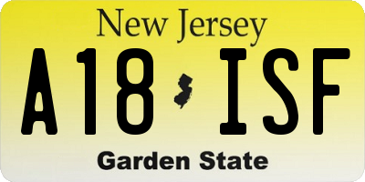 NJ license plate A18ISF