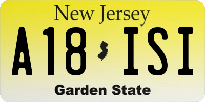 NJ license plate A18ISI