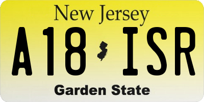 NJ license plate A18ISR