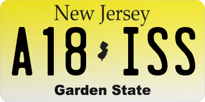NJ license plate A18ISS