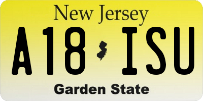 NJ license plate A18ISU