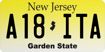 NJ license plate A18ITA