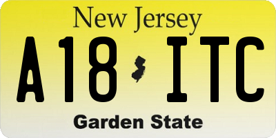 NJ license plate A18ITC