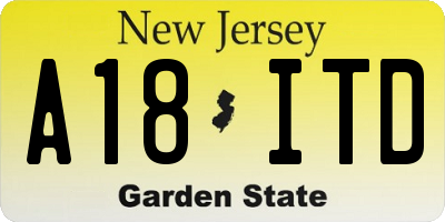 NJ license plate A18ITD