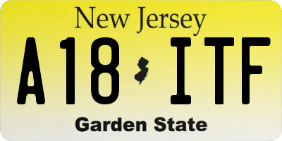 NJ license plate A18ITF