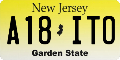 NJ license plate A18ITO