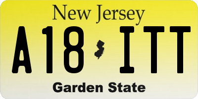 NJ license plate A18ITT