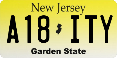 NJ license plate A18ITY