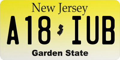 NJ license plate A18IUB