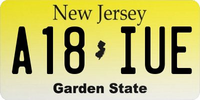NJ license plate A18IUE