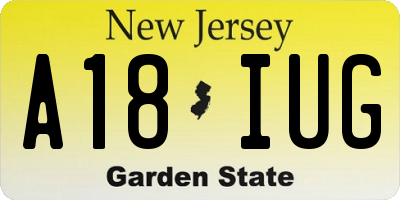 NJ license plate A18IUG