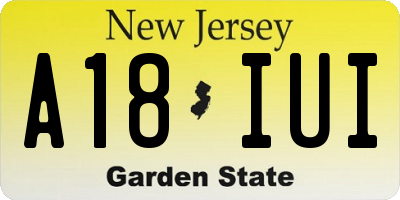 NJ license plate A18IUI