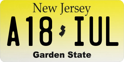 NJ license plate A18IUL