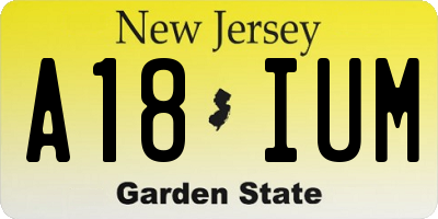 NJ license plate A18IUM