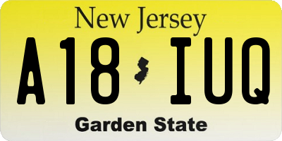 NJ license plate A18IUQ