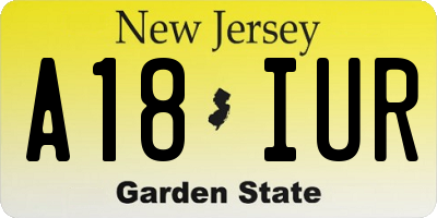 NJ license plate A18IUR