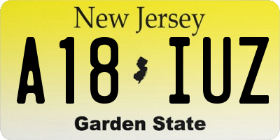 NJ license plate A18IUZ
