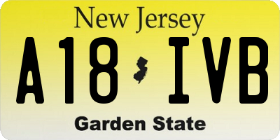 NJ license plate A18IVB