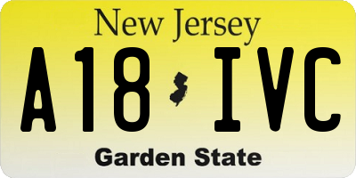NJ license plate A18IVC