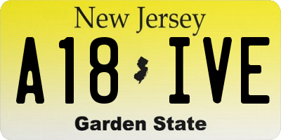 NJ license plate A18IVE
