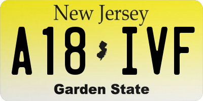 NJ license plate A18IVF