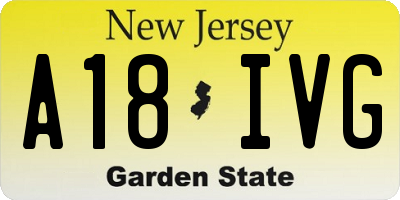 NJ license plate A18IVG