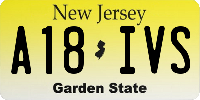 NJ license plate A18IVS