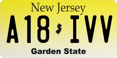 NJ license plate A18IVV