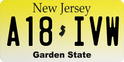 NJ license plate A18IVW