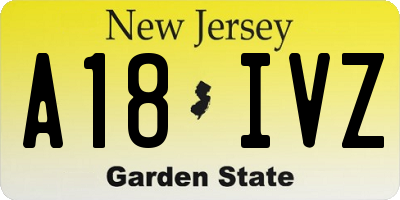 NJ license plate A18IVZ