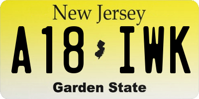 NJ license plate A18IWK