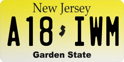 NJ license plate A18IWM