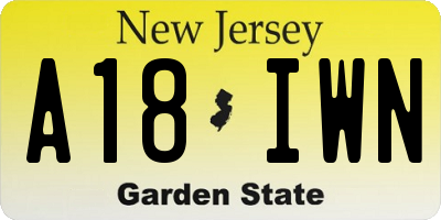 NJ license plate A18IWN